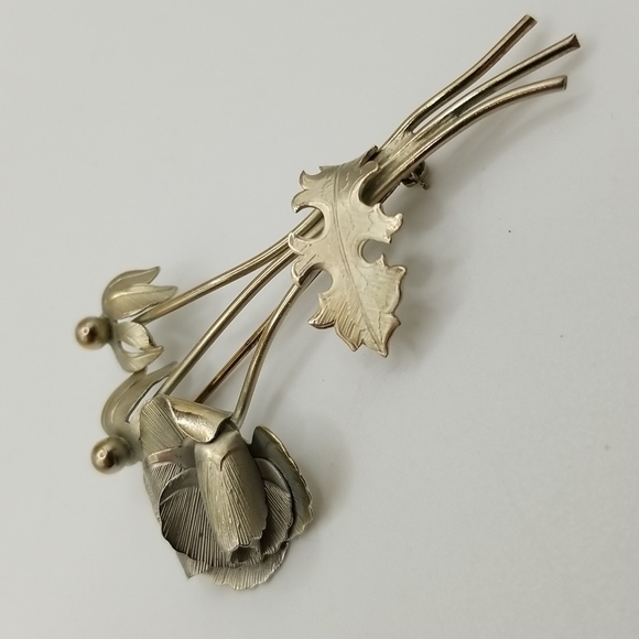 GioVanni Di Rocco Silver Tone Metal Wild Flower Pin Brooch Realistic Signed 70s - Picture 14 of 16